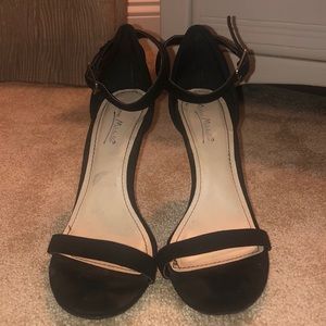 Classy Velvet Black Open-Toed Heels